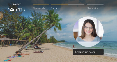 the process screen shot of a woman wearing glasses